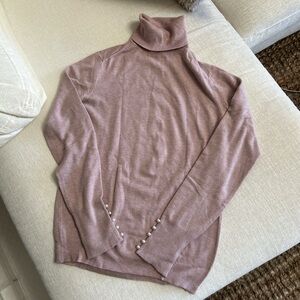 Zara soft pink turtleneck with pearl sleeve details